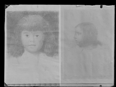 Ritratti di Maria e Nerina Pellizza, disegni a carboncino e gesso di Pellizza da Volpedo