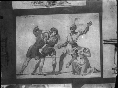 Studio per scena romanzesca, acquarello di G. Migliara