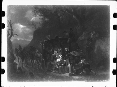 Scena di sosta durante un viaggio, dipinto di G. Migliara