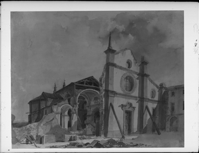 Rovine della chiesa parrocchiale di Stradella, dipinto a olio di G. Migliara