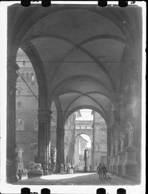Loggia dei Lanzi a Firenze, dipinto a olio di G. Migliara