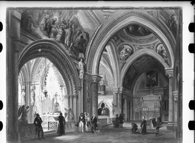 Interno di chiesa, dipinto di G. Migliara