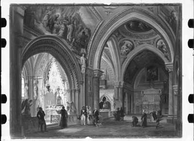 Interno di chiesa, dipinto di G. Migliara