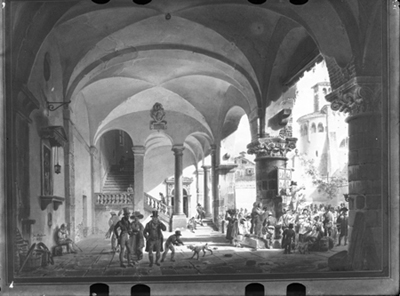 Scena di vita cittadina, dipinto di G. Migliara