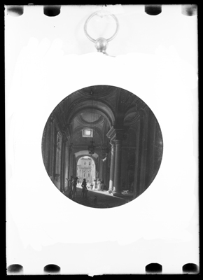 Miniatura di atrio di palazzo, dipinto di G. Migliara
