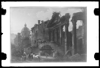 Capriccio di rovine classiche, dipinto a olio di G. Migliara