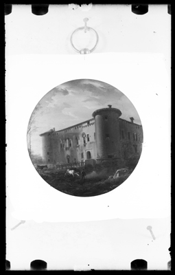 Miniatura con castello dipinto da G. Migliara