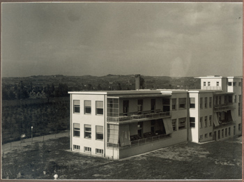 Alessandria - Sanatorio Teresio Borsalino - prospetto sud: vista panoramica in tre parti